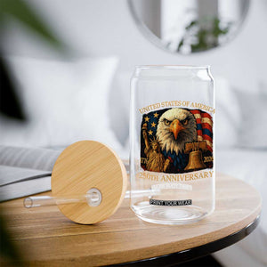 US 250th Anniversary Glass Can Retro Bald Eagle American Flag Patriotic Veterans TS10 Print Your Wear