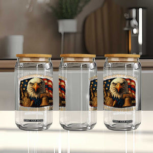 US 250th Anniversary Glass Can Retro Bald Eagle American Flag Patriotic Veterans TS10 Print Your Wear