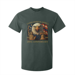 US 250th Anniversary T Shirt For Kid Retro Bald Eagle American Flag Patriotic Veterans TS10 Dark Forest Green Print Your Wear