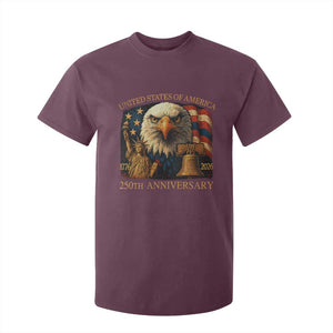 US 250th Anniversary T Shirt For Kid Retro Bald Eagle American Flag Patriotic Veterans TS10 Maroon Print Your Wear
