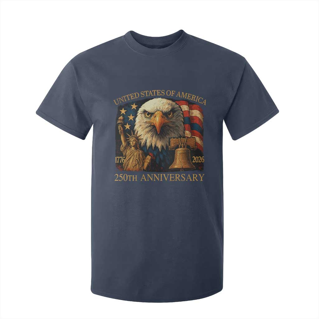 US 250th Anniversary T Shirt For Kid Retro Bald Eagle American Flag Patriotic Veterans TS10 Navy Print Your Wear