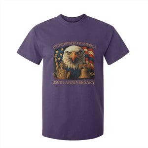 US 250th Anniversary T Shirt For Kid Retro Bald Eagle American Flag Patriotic Veterans TS10 Purple Print Your Wear