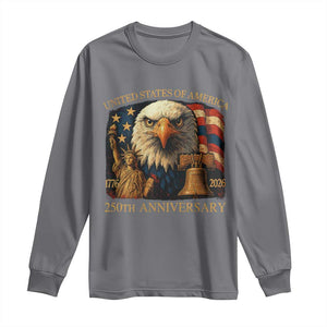 US 250th Anniversary Long Sleeve Shirt Retro Bald Eagle American Flag Patriotic Veterans TS10 Charcoal Print Your Wear