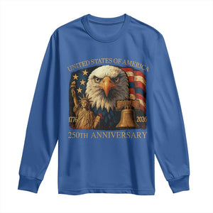 US 250th Anniversary Long Sleeve Shirt Retro Bald Eagle American Flag Patriotic Veterans TS10 Royal Blue Print Your Wear