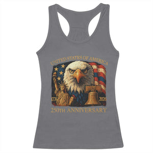 US 250th Anniversary Racerback Tank Top Retro Bald Eagle American Flag Patriotic Veterans TS10 Charcoal Print Your Wear