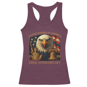 US 250th Anniversary Racerback Tank Top Retro Bald Eagle American Flag Patriotic Veterans TS10 Maroon Print Your Wear
