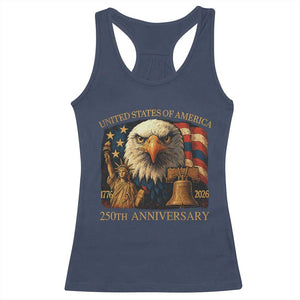 US 250th Anniversary Racerback Tank Top Retro Bald Eagle American Flag Patriotic Veterans TS10 Navy Print Your Wear