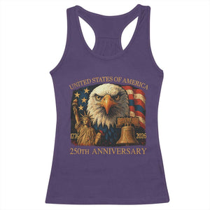 US 250th Anniversary Racerback Tank Top Retro Bald Eagle American Flag Patriotic Veterans TS10 Purple Print Your Wear
