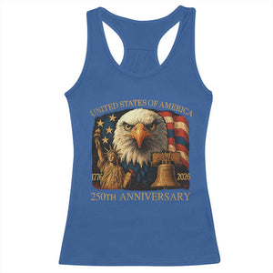US 250th Anniversary Racerback Tank Top Retro Bald Eagle American Flag Patriotic Veterans TS10 Royal Blue Print Your Wear