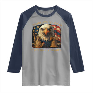 US 250th Anniversary Raglan Shirt Retro Bald Eagle American Flag Patriotic Veterans TS10 Sport Gray Navy Print Your Wear