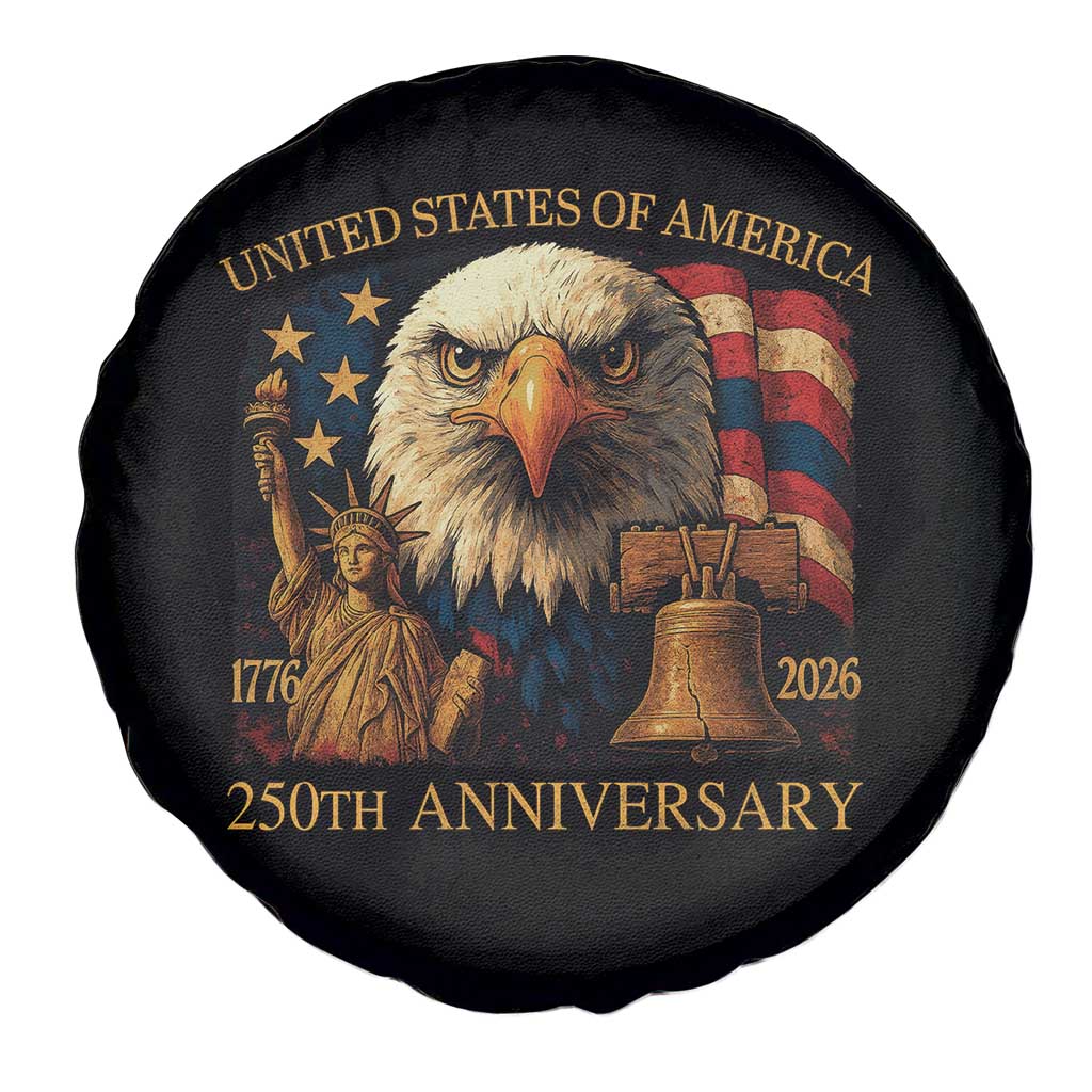 US 250th Anniversary Spare Tire Cover Retro Bald Eagle American Flag Patriotic Veterans TS10 Print Your Wear