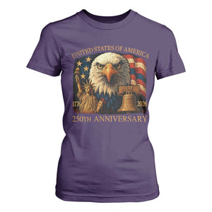 US 250th Anniversary T Shirt For Women Retro Bald Eagle American Flag Patriotic Veterans TS10 Purple Print Your Wear