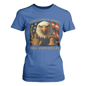 US 250th Anniversary T Shirt For Women Retro Bald Eagle American Flag Patriotic Veterans TS10 Royal Blue Print Your Wear