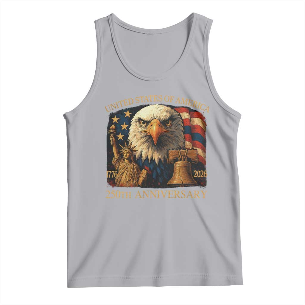 US 250th Anniversary Tank Top Retro Bald Eagle American Flag Patriotic Veterans TS10 Athletic Heather Print Your Wear