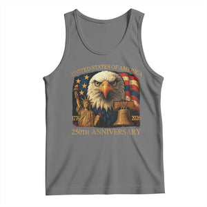 US 250th Anniversary Tank Top Retro Bald Eagle American Flag Patriotic Veterans TS10 Black Heather Print Your Wear