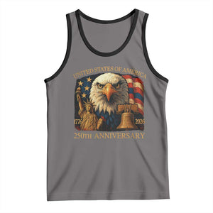 US 250th Anniversary Tank Top Retro Bald Eagle American Flag Patriotic Veterans TS10 Deep Heather Black Print Your Wear