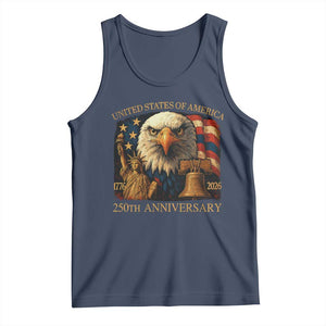 US 250th Anniversary Tank Top Retro Bald Eagle American Flag Patriotic Veterans TS10 Navy Print Your Wear