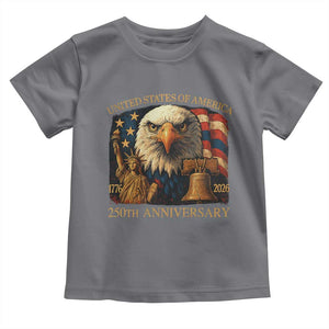 US 250th Anniversary Toddler T Shirt Retro Bald Eagle American Flag Patriotic Veterans TS10 Charcoal Print Your Wear