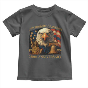 US 250th Anniversary Toddler T Shirt Retro Bald Eagle American Flag Patriotic Veterans TS10 Dark Heather Print Your Wear
