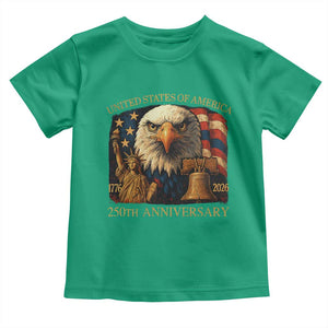 US 250th Anniversary Toddler T Shirt Retro Bald Eagle American Flag Patriotic Veterans TS10 Irish Green Print Your Wear