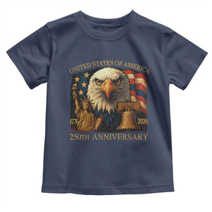 US 250th Anniversary Toddler T Shirt Retro Bald Eagle American Flag Patriotic Veterans TS10 Navy Print Your Wear