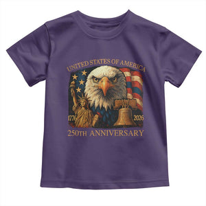 US 250th Anniversary Toddler T Shirt Retro Bald Eagle American Flag Patriotic Veterans TS10 Purple Print Your Wear