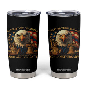 US 250th Anniversary Tumbler Cup Retro Bald Eagle American Flag Patriotic Veterans TS10 Black Print Your Wear