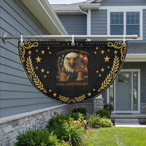 US 250th Anniversary Patriotic Fan Flag Retro Bald Eagle American Flag Veterans