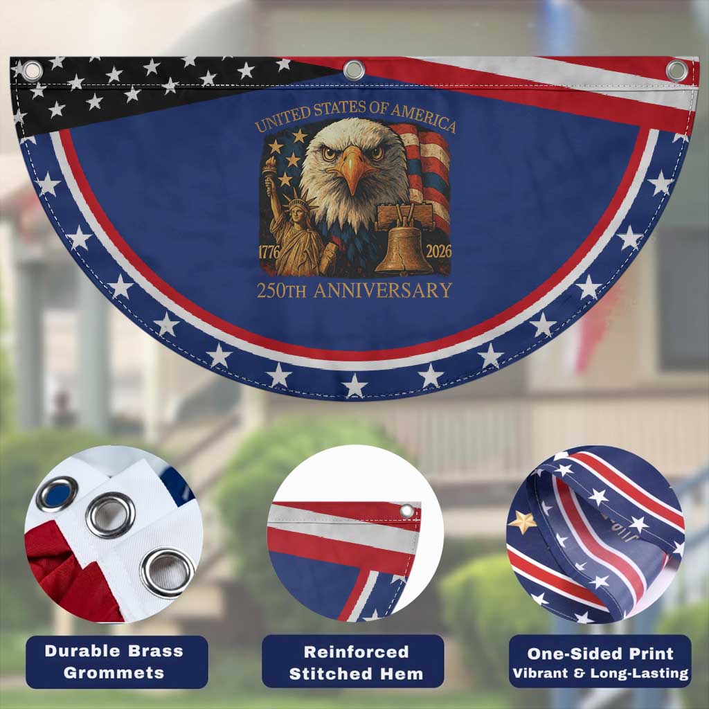 US 250th Anniversary Patriotic Fan Flag Retro Bald Eagle American Flag Veterans