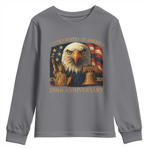 US 250th Anniversary Youth Sweatshirt Retro Bald Eagle American Flag Patriotic Veterans TS10 Charcoal Print Your Wear
