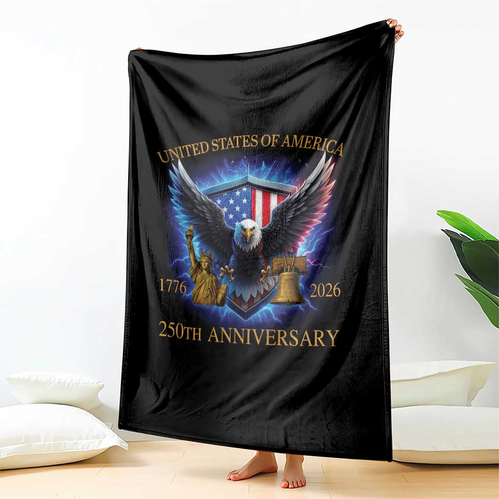 250 Years America Flag Throw Blanket Eagle 250th Anniversary USA Patriotic 1776 2026 TS10 Print Your Wear