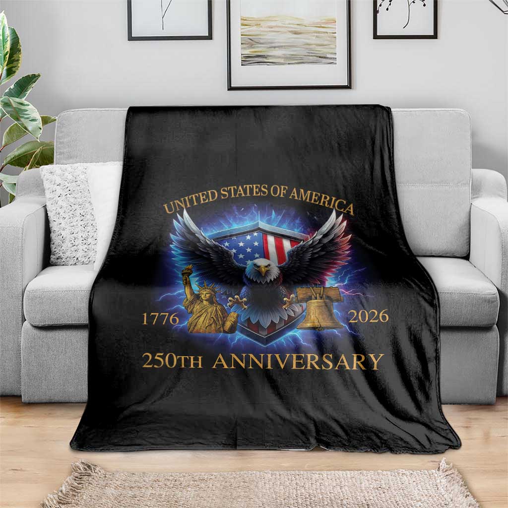250 Years America Flag Throw Blanket Eagle 250th Anniversary USA Patriotic 1776 2026 TS10 Print Your Wear