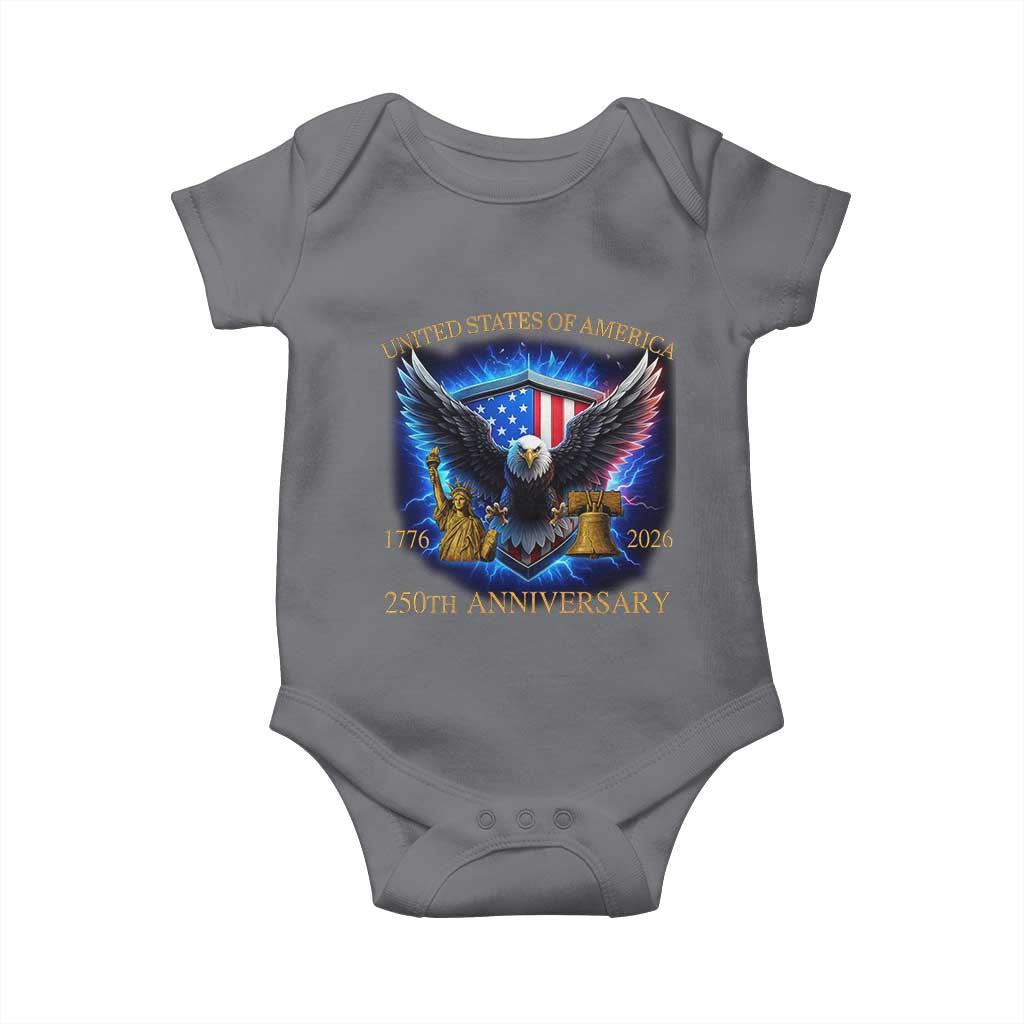 250 Years America Flag Baby Onesie Eagle 250th Anniversary USA Patriotic 1776 2026 TS10 Charcoal Print Your Wear