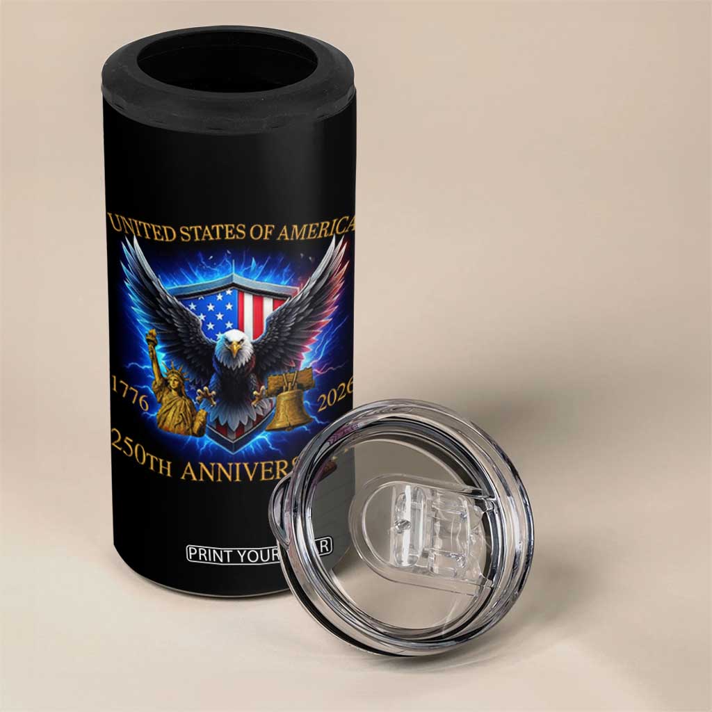250 Years America Flag 4 in 1 Can Cooler Tumbler Eagle 250th Anniversary USA Patriotic 1776 2026 TS10 Print Your Wear