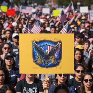 250 Years America Flag Protest Sign Eagle 250th Anniversary USA Patriotic 1776 2026 TS10 Horizontal 18" × 24" Yellow Print Your Wear