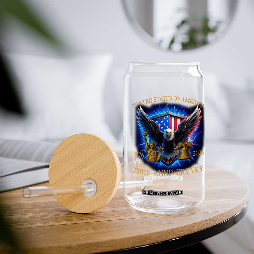 250 Years America Flag Glass Can Eagle 250th Anniversary USA Patriotic 1776 2026 TS10 Print Your Wear