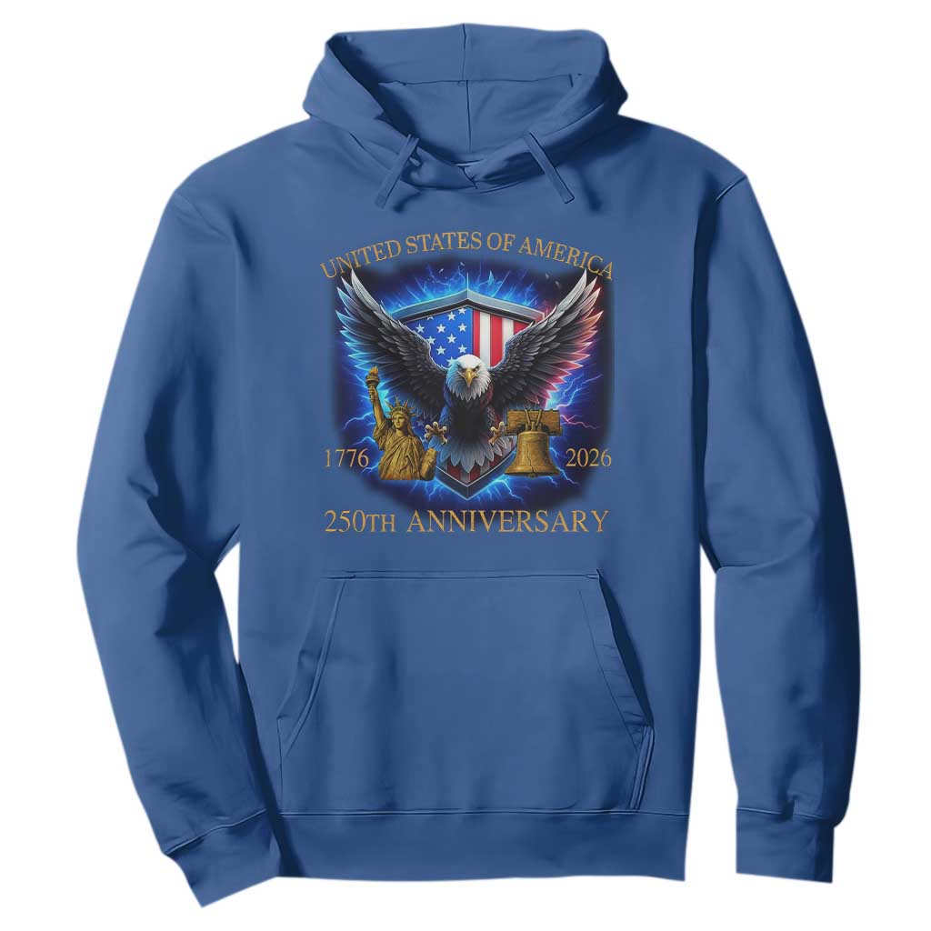 250 Years America Flag Hoodie Eagle 250th Anniversary USA Patriotic 1776 2026 TS10 Royal Blue Print Your Wear