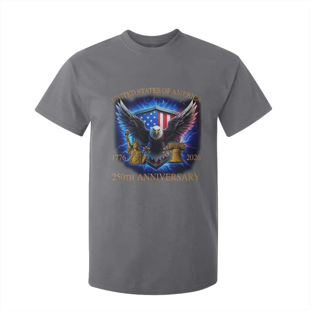 250 Years America Flag T Shirt For Kid Eagle 250th Anniversary USA Patriotic 1776 2026 TS10 Charcoal Print Your Wear