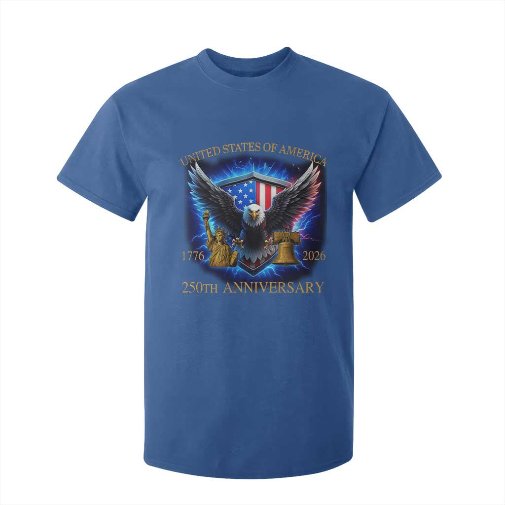 250 Years America Flag T Shirt For Kid Eagle 250th Anniversary USA Patriotic 1776 2026 TS10 Royal Blue Print Your Wear