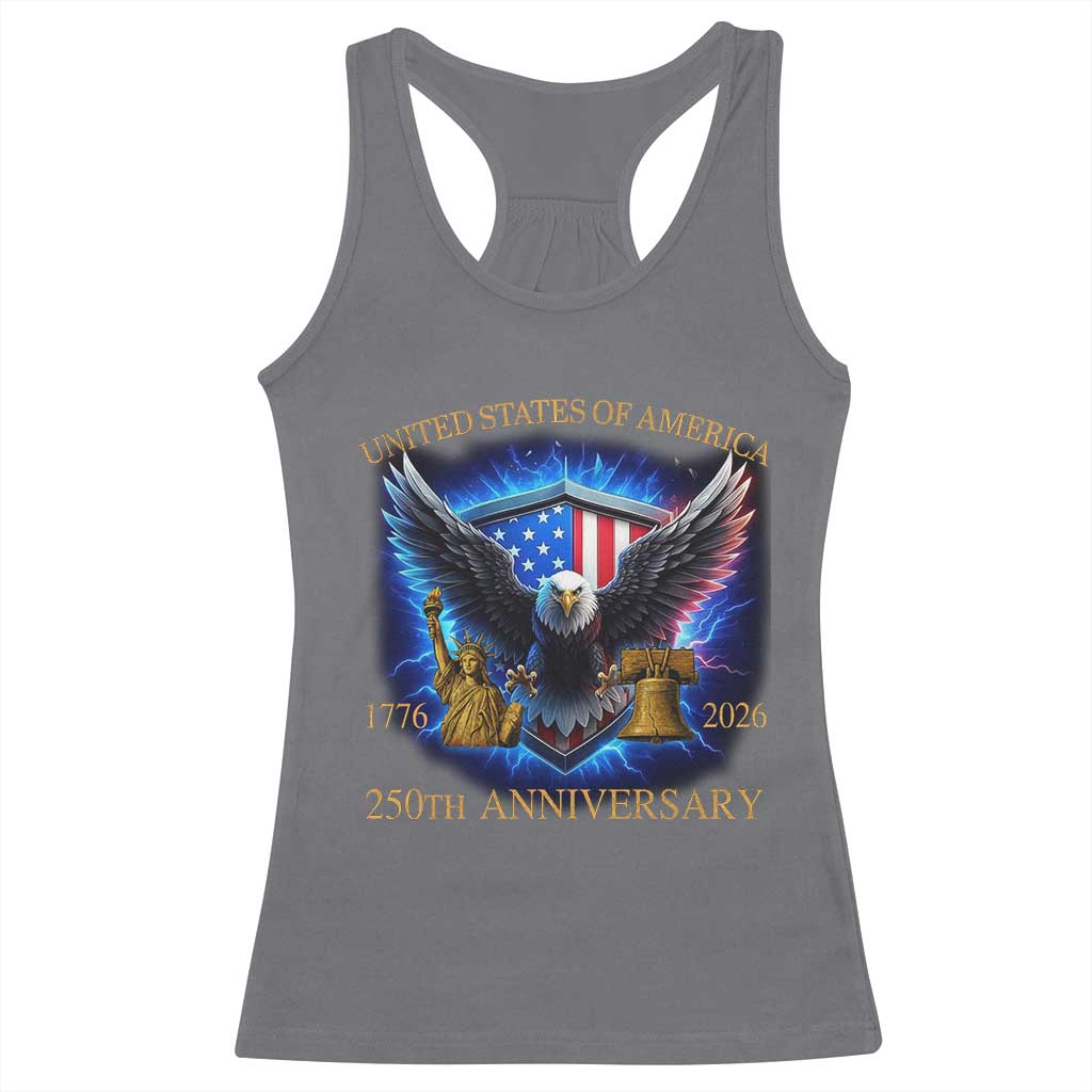 250 Years America Flag Racerback Tank Top Eagle 250th Anniversary USA Patriotic 1776 2026 TS10 Charcoal Print Your Wear