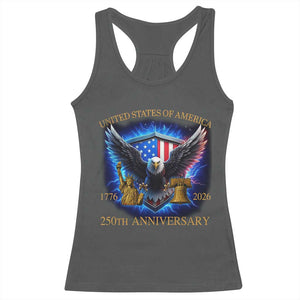 250 Years America Flag Racerback Tank Top Eagle 250th Anniversary USA Patriotic 1776 2026 TS10 Dark Heather Print Your Wear
