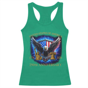 250 Years America Flag Racerback Tank Top Eagle 250th Anniversary USA Patriotic 1776 2026 TS10 Irish Green Print Your Wear