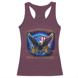 250 Years America Flag Racerback Tank Top Eagle 250th Anniversary USA Patriotic 1776 2026 TS10 Maroon Print Your Wear