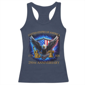 250 Years America Flag Racerback Tank Top Eagle 250th Anniversary USA Patriotic 1776 2026 TS10 Navy Print Your Wear