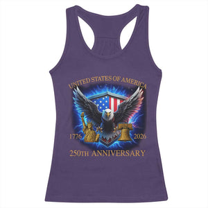 250 Years America Flag Racerback Tank Top Eagle 250th Anniversary USA Patriotic 1776 2026 TS10 Purple Print Your Wear
