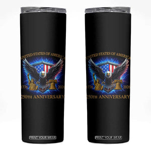 250 Years America Flag Skinny Tumbler Eagle 250th Anniversary USA Patriotic 1776 2026 TS10 Black Print Your Wear