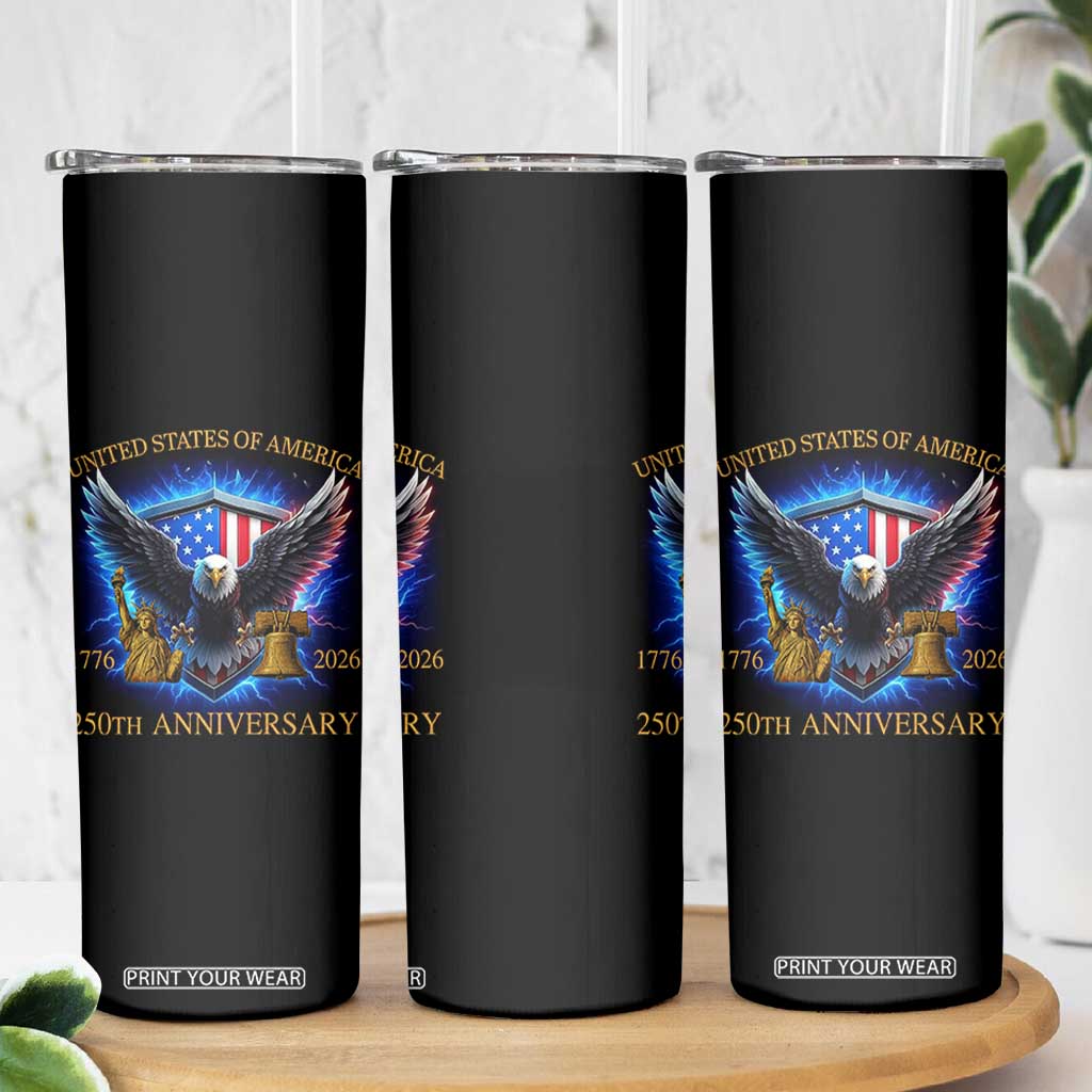 250 Years America Flag Skinny Tumbler Eagle 250th Anniversary USA Patriotic 1776 2026 TS10 Print Your Wear