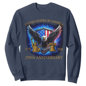 250 Years America Flag Sweatshirt Eagle 250th Anniversary USA Patriotic 1776 2026 TS10 Navy Print Your Wear