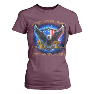 250 Years America Flag T Shirt For Women Eagle 250th Anniversary USA Patriotic 1776 2026 TS10 Maroon Print Your Wear