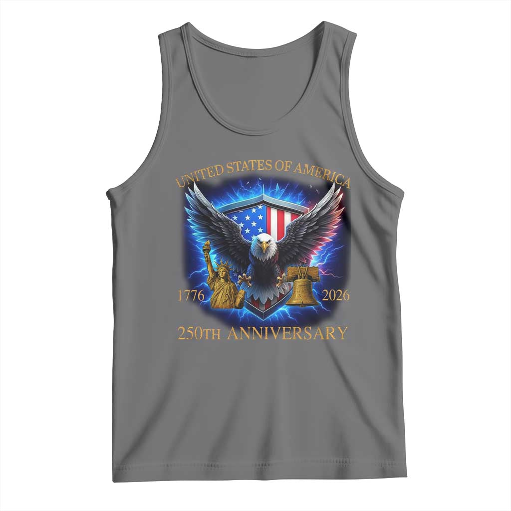 250 Years America Flag Tank Top Eagle 250th Anniversary USA Patriotic 1776 2026 TS10 Black Heather Print Your Wear